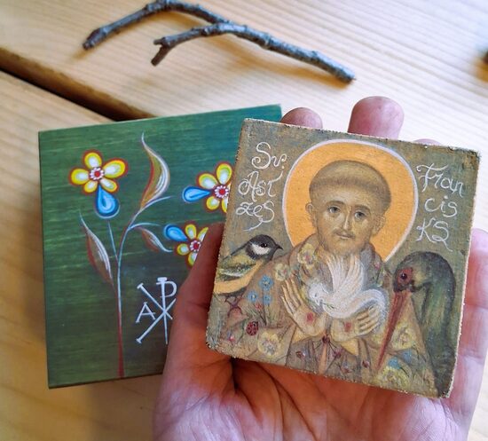 Miniatūra apgleznotā kastītē, Sv.Asīzes Francisks