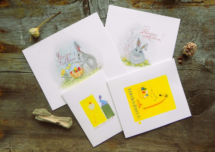 A set of hand painted Easter greeting cards