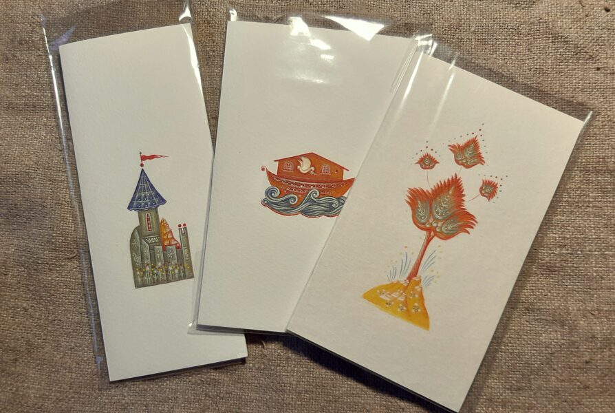 Set of 3 hand painted greeting cards. Sold! 2021