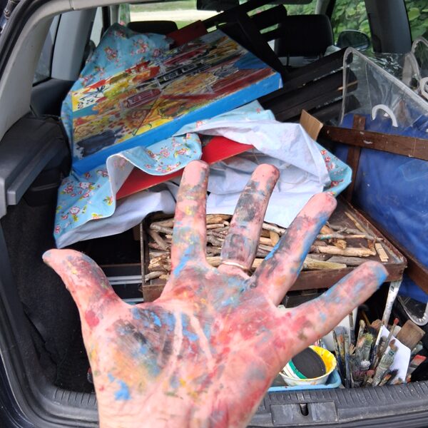 Happy artist is back home! Need to unload the car!