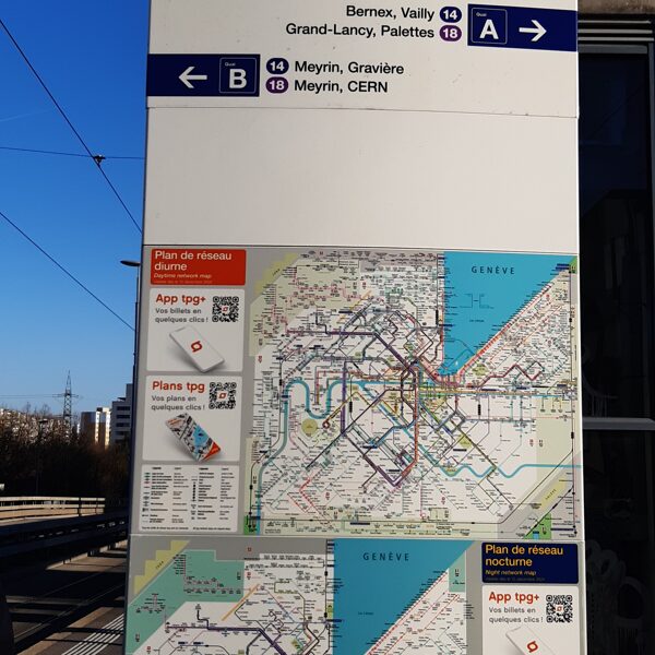 Tram stop in Geneva to CERN