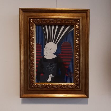 "Covid-19". Paper, egg tempera, ink. Framed 38,5x30cm. 2020