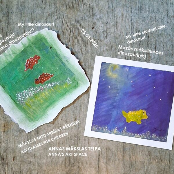 25.04.26. I also paint a little dinosaur climbing a mountain!