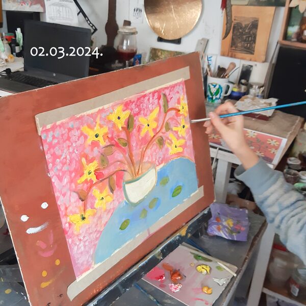 02.03.24. oil painting lesson in my studio in Ķemeri
