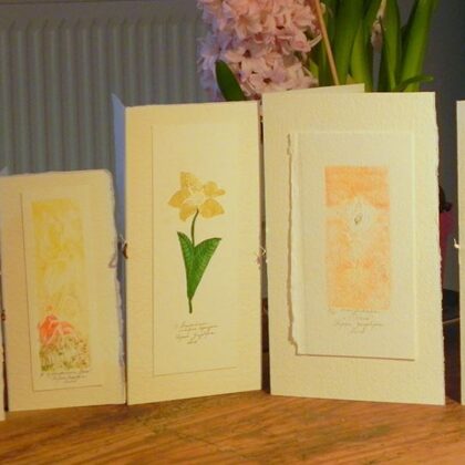 ready made greeting cards with linocut