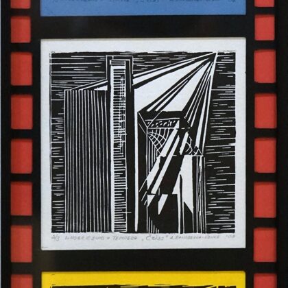 "Kino". Krāsains linogriezums. 35x13,5cm. 2008