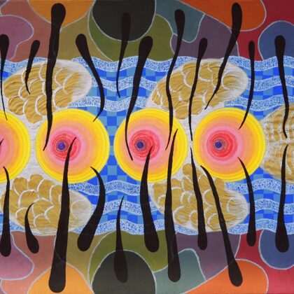 "ICHTHYS", papīrs, tuša, olas tempera, akrils, 41x31cm, 2005