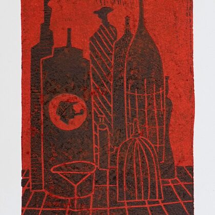 "Elementāri sarkans". Krāsains linogriezums. 33,5x21cm. 2008