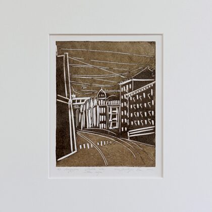 "Rīga. Brīvības iela". Papīrs, linogriezums. 34x26cm. 2012