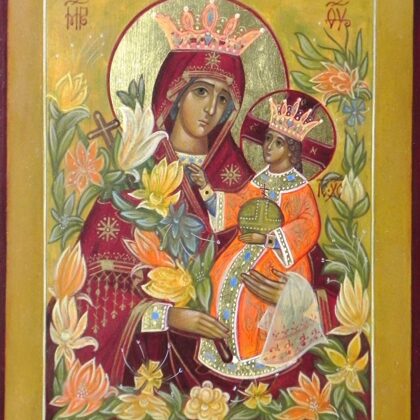 Dievmātes ikona "Nevīstošais Zieds". 17x13,4cm