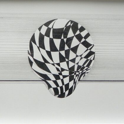 "Stīgu teorija". Papīrs, rapitogrāfs. 29x20cm. 2017