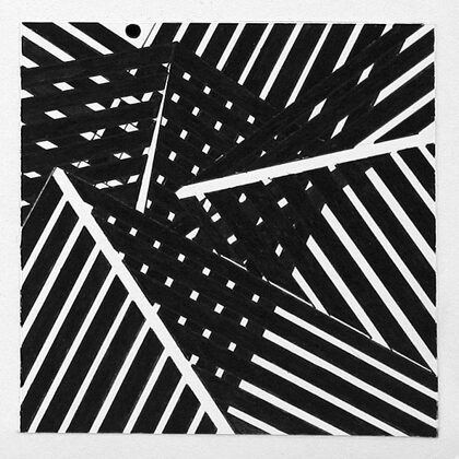 "Pilsētas ritms VIII". Papīrs, tuša. 10x10cm. 2005