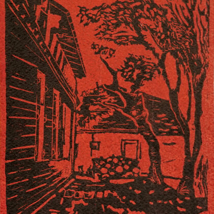 Liepāja. Krāsains linogriezums. 27x15,2cm. 