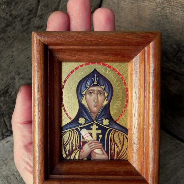 Miniatūra. Sv.Kašinas Anna. Olas tempera zelts. 7x5cm.