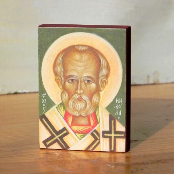 Miniatūra. Sv.Nikolajs. Olas tempera. 7x5cm.