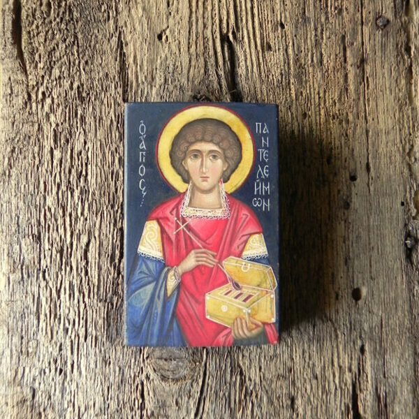 Miniatūra. Sv.Panteleimons. Olas tempera. 10,5x7cm.