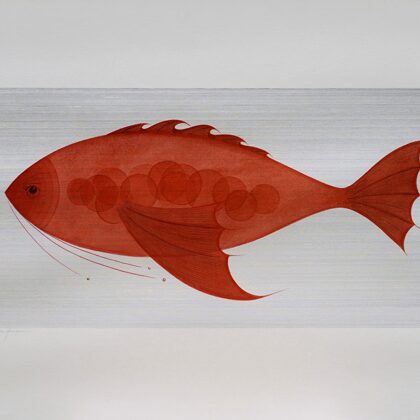 "Kāda dzīvības forma. Atrasta klusumā pēc vētras". Papīrs, olas tempera, tuša, zelts. 2018