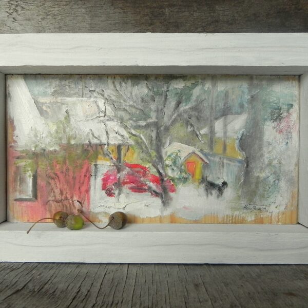 "Neighbors". Oil on wood. 30x17,7cm. 2024