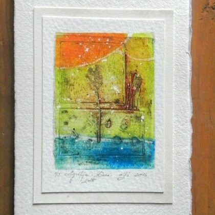 Graphic - colography, gold.