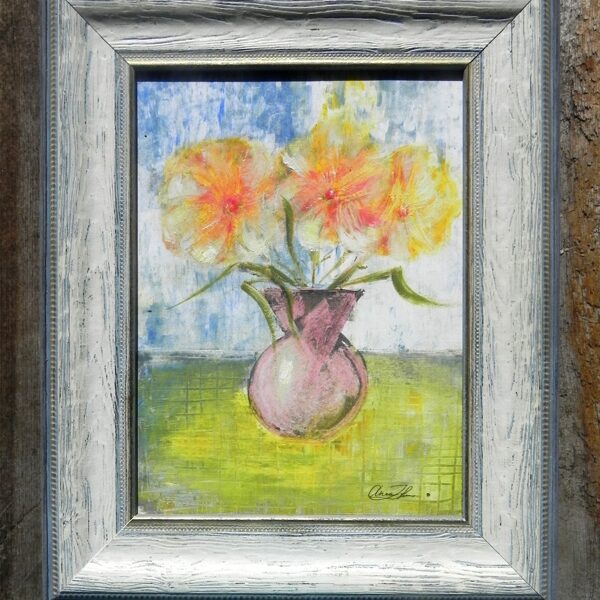 " A warm spring day". Oil, pastel on paper. 26,5x21,5cm. 2024