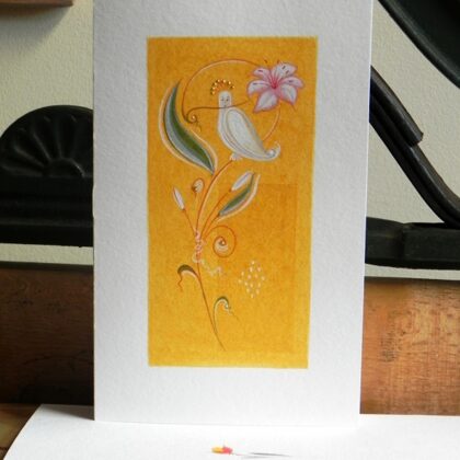 Paper, egg tempera, gold. 