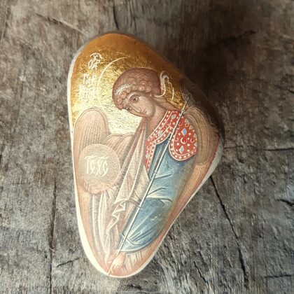 "Archangel Gabriel". Painted directly on stone. Egg tempera, gold 24 kar. 2020
