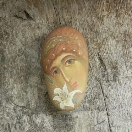 "The Angel of the Good News". Painted directly on stone, egg tempera, gold. 7,5x4,3cm. 202