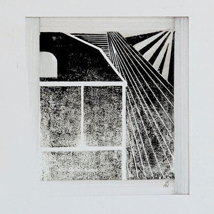 "Longing for home". Linocut, rapidograph. 21,5x20cm. 2020