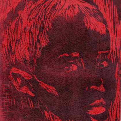 "Son". Colored linocut. 2009