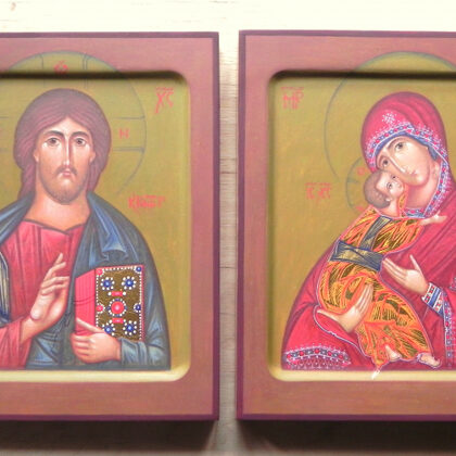 Wedding Icons. Christ the Pantocrator and Vladimir Icon of Mother of God. 21x17cm