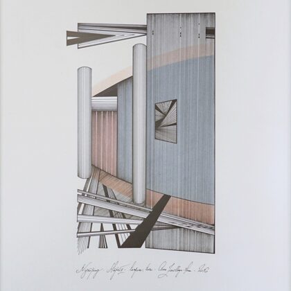 "Sweden. Home II". Paper, egg tempera, rapidograph, ink. 49,7x33cm. 2016