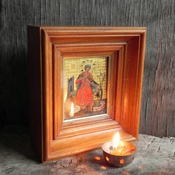 Miniature. Saint Catherine of Alexandria. Egg tempera, gold. 11x9cm.