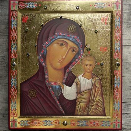 Kazan Icon of the Mother of God. 35x31cm. 2021
