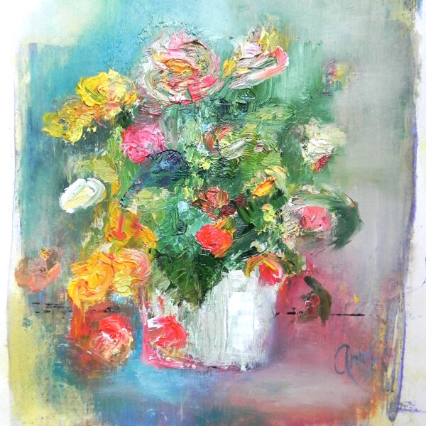 Begonia flowers. Oil on paper. 2025