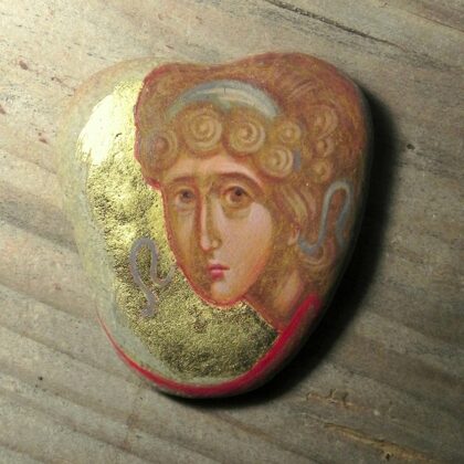 "Angel". Painted directly on stone. Egg tempera, gold 24 kar. 2014