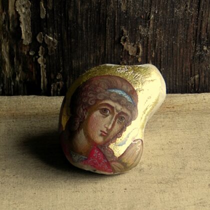 "Angel". Painted directly on stone. Egg tempera, gold 24 kar. 2018