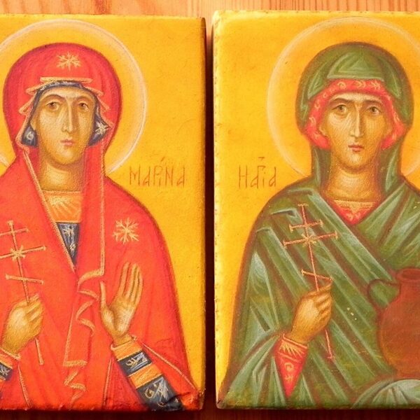 Miniatures. Saint Marina, Saint Anastasia. Egg tempera. 8x5,5cm.