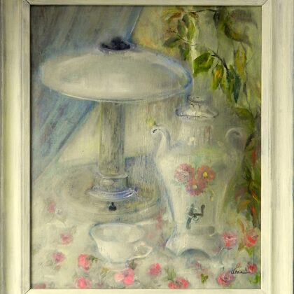 "A cup of tea...". Oil on board. 60x51cm. 2020