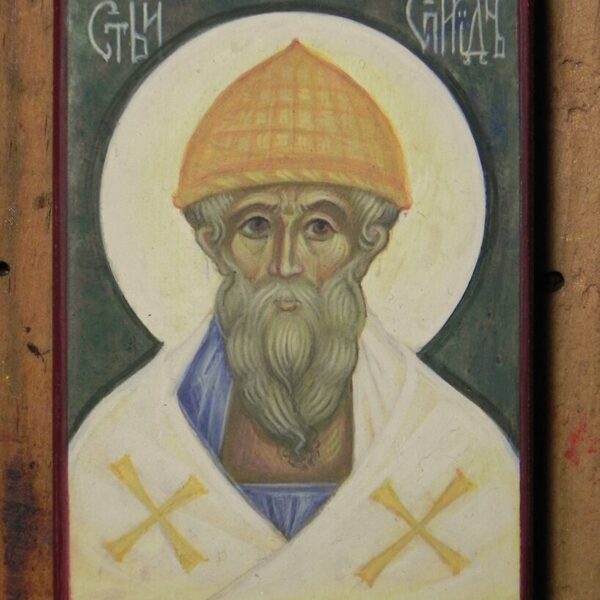 Miniature. Saint Spyridon. Egg tempera. 7x5cm.