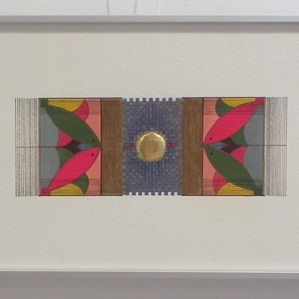 Symmetry. Paper, rapidograph, egg tempera, gold. 2018