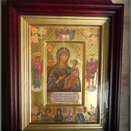 Family Icon. Jakobstadt Icon of the Mother of God with saints. Oak box 66,5x41,5cm. 2021