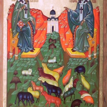 Sv.Sebastijas Vlasijs un Trimifuntas Spiridons 44,5x33cm