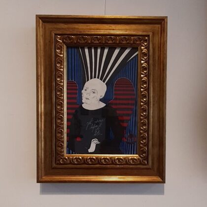 "Covid-19". Papīrs, rapitogrāfs, olas tempera, tuša. 38,5x30cm. 2020