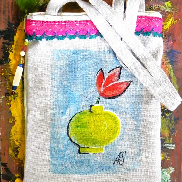 Hand painted fabric bag " SUMMER"