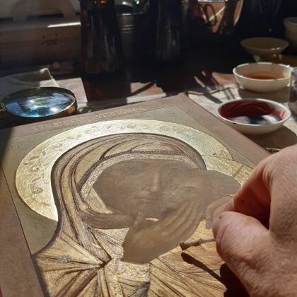 2022-2023. Icon of Our Lady "Rescuer of the Drowning". Gold polishing.