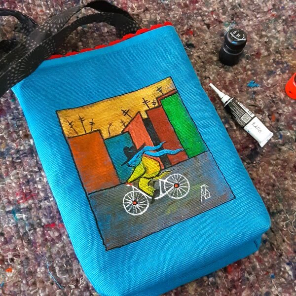 Hand painted fabric bag "POET"