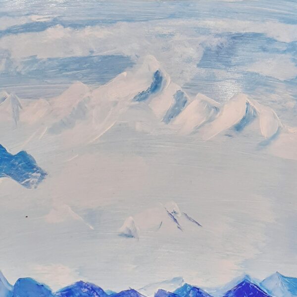 Adult group. Inspired by the Nicholas Roerich mountains. Acrylic on paper.