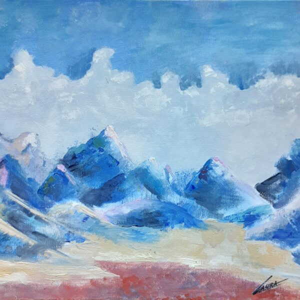 Adult group. Inspired by the Nicholas Roerich mountains. Oil on canvas.