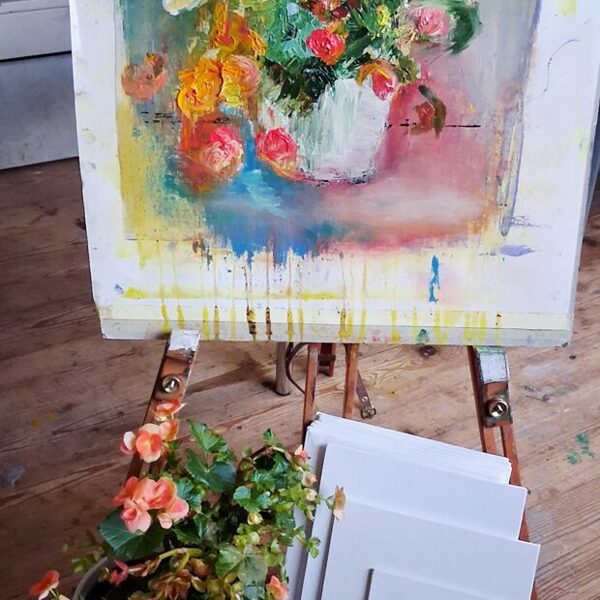 28.11.2025. We painted with oil, a flowers in a pot.