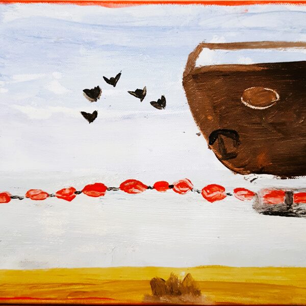 "Ship". Oil on canvas. School-age children group.